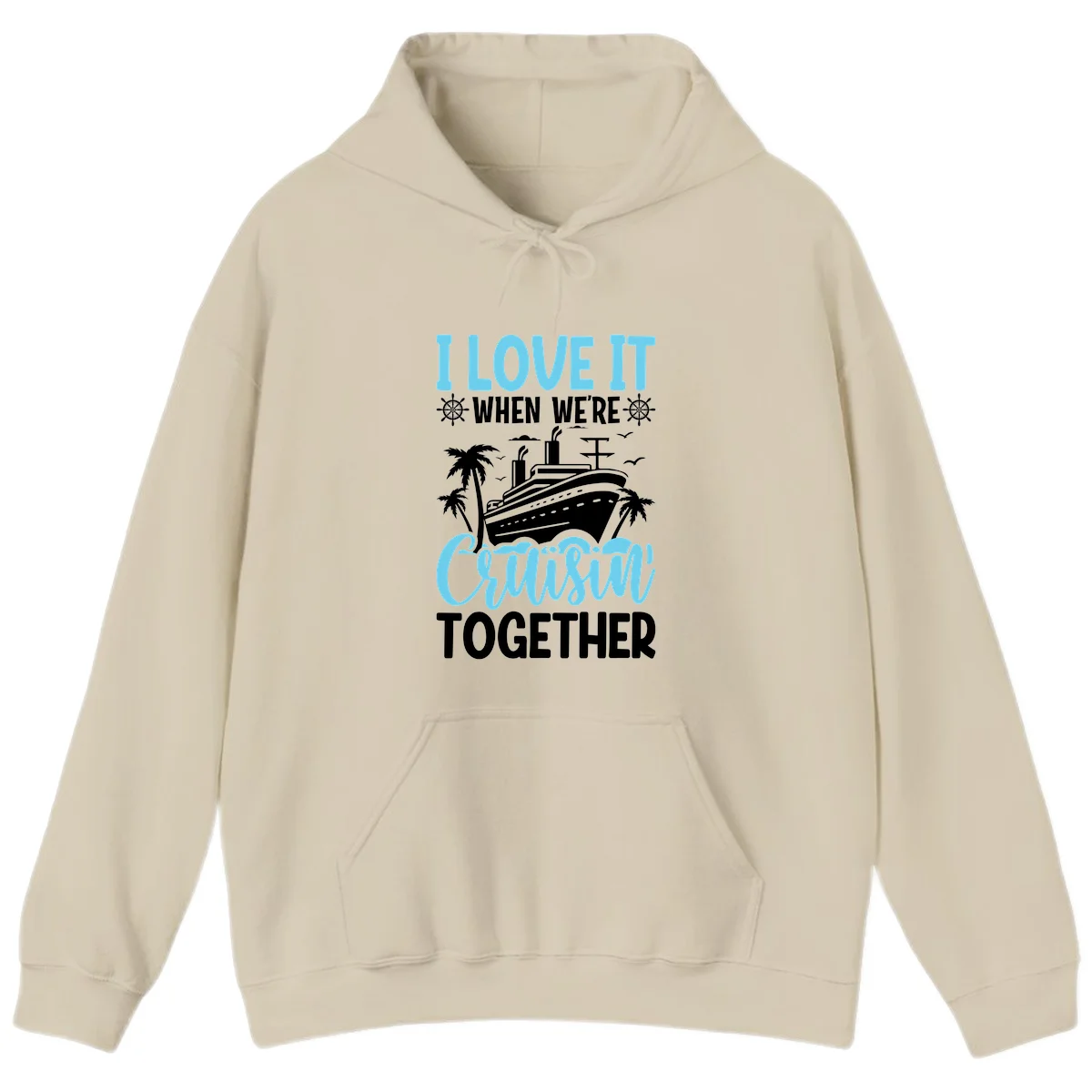 Cruising Together Nautical Design Hoodie in Sand