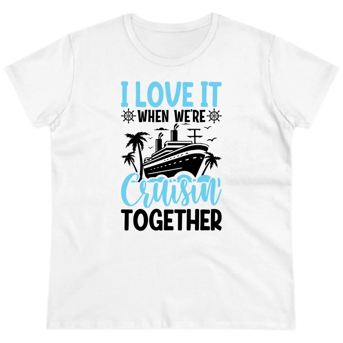 Cruising Together Nautical Design Ladies Tee in White