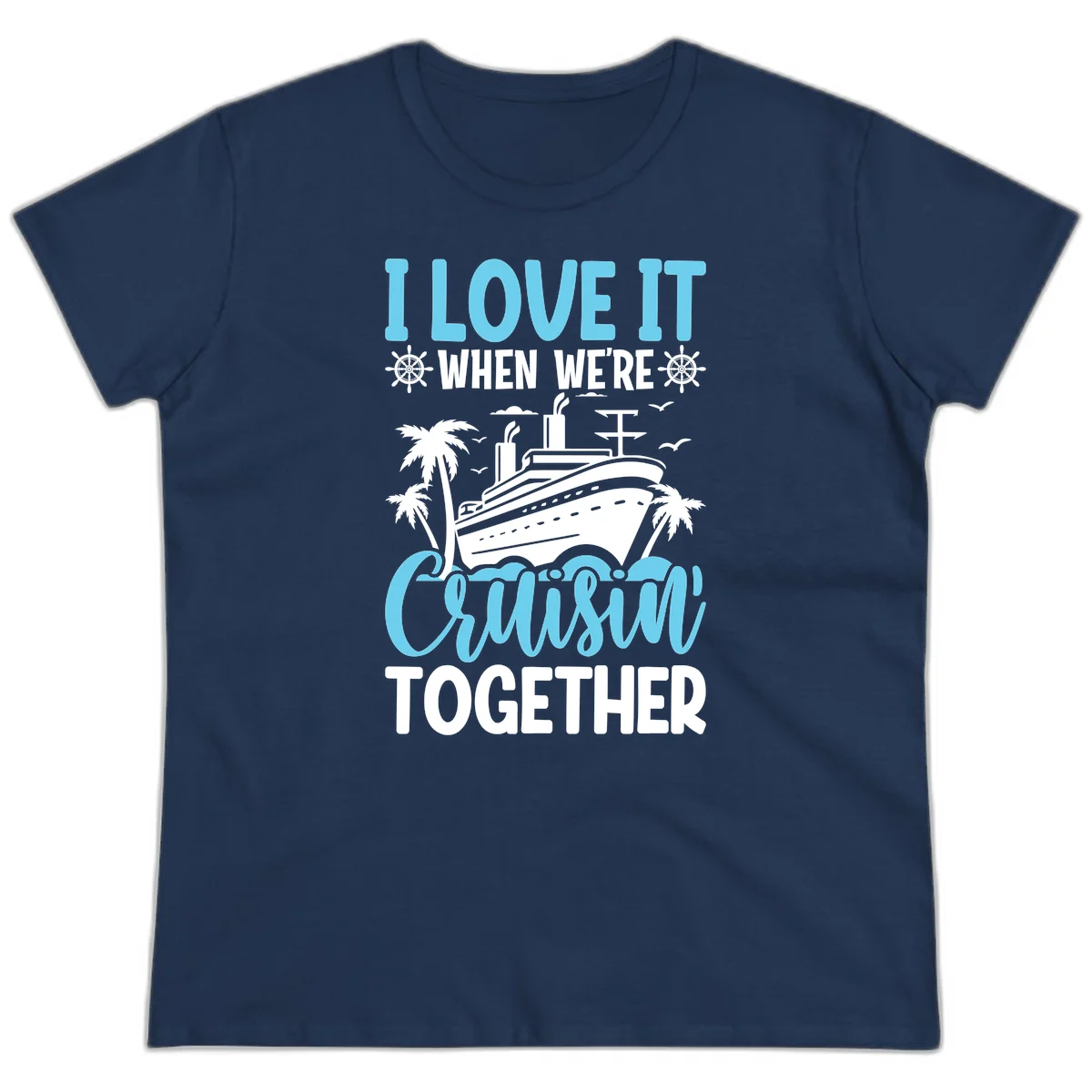 Cruising Together Nautical Design Ladies Tee in Navy