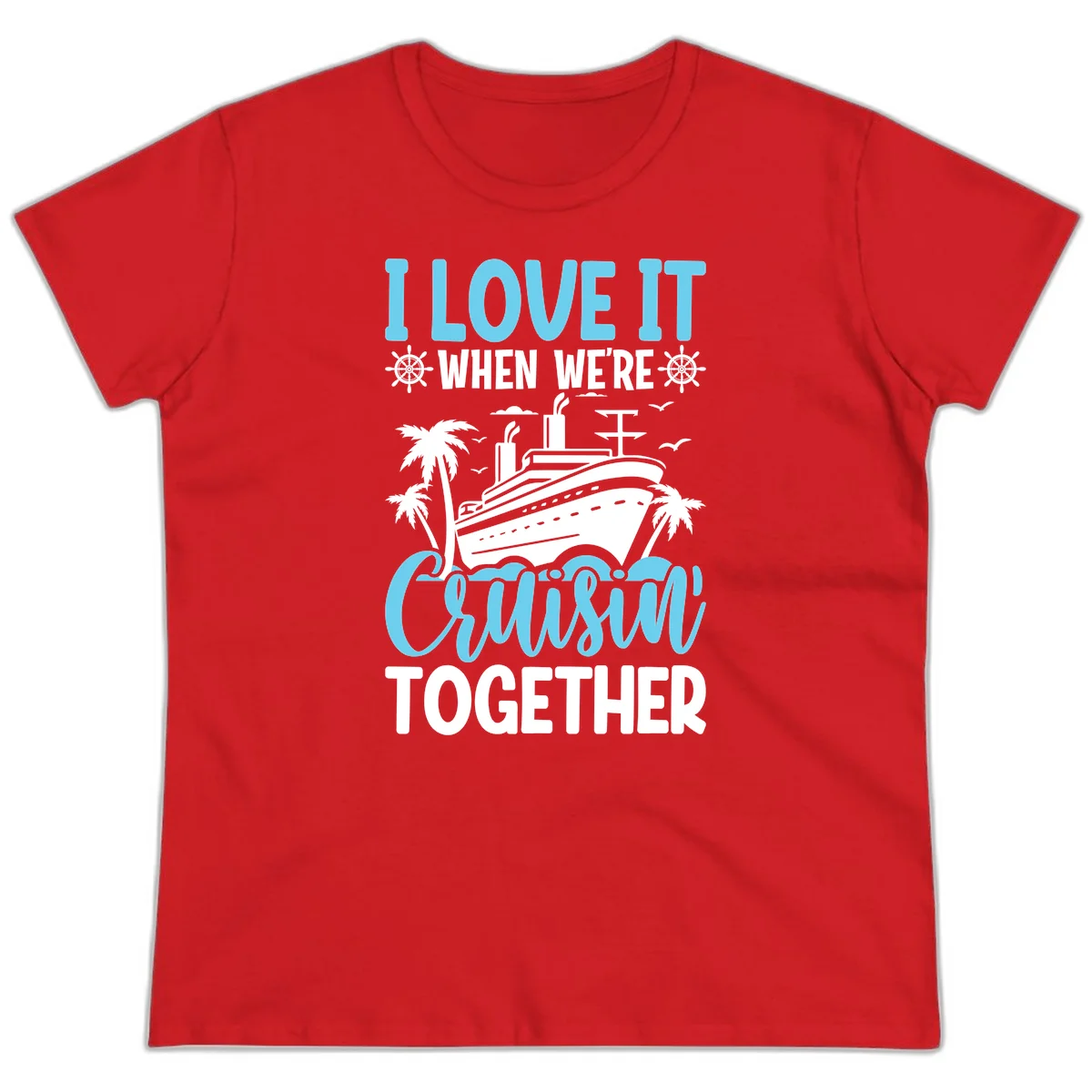Cruising Together Nautical Design Ladies Tee in Red