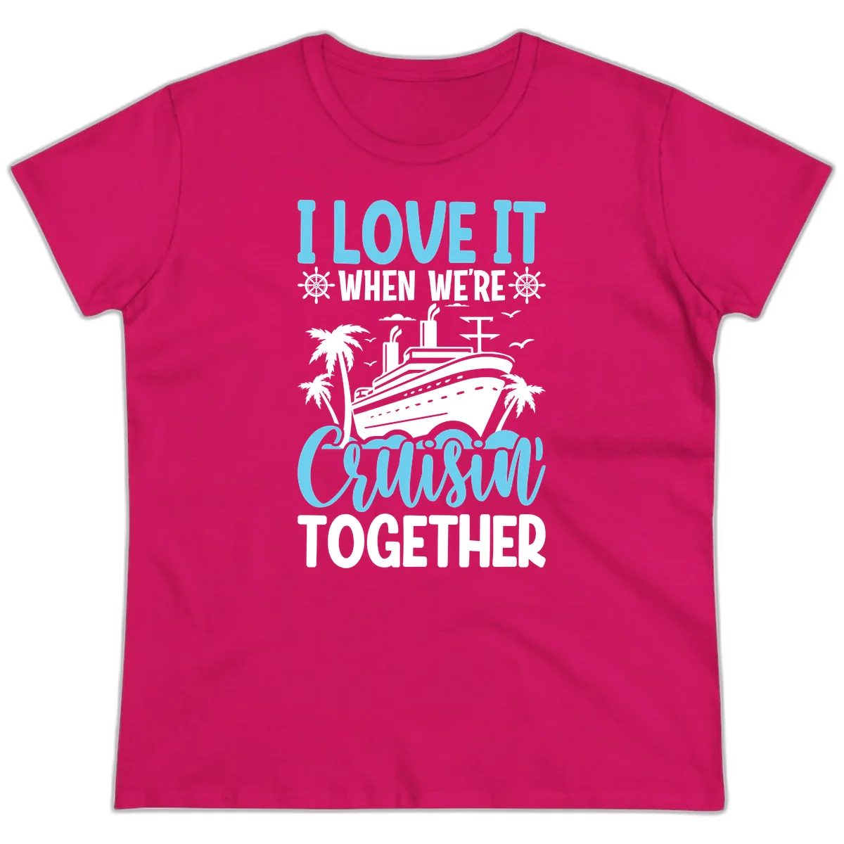 Cruising Together Nautical Design Ladies Tee in Heliconia