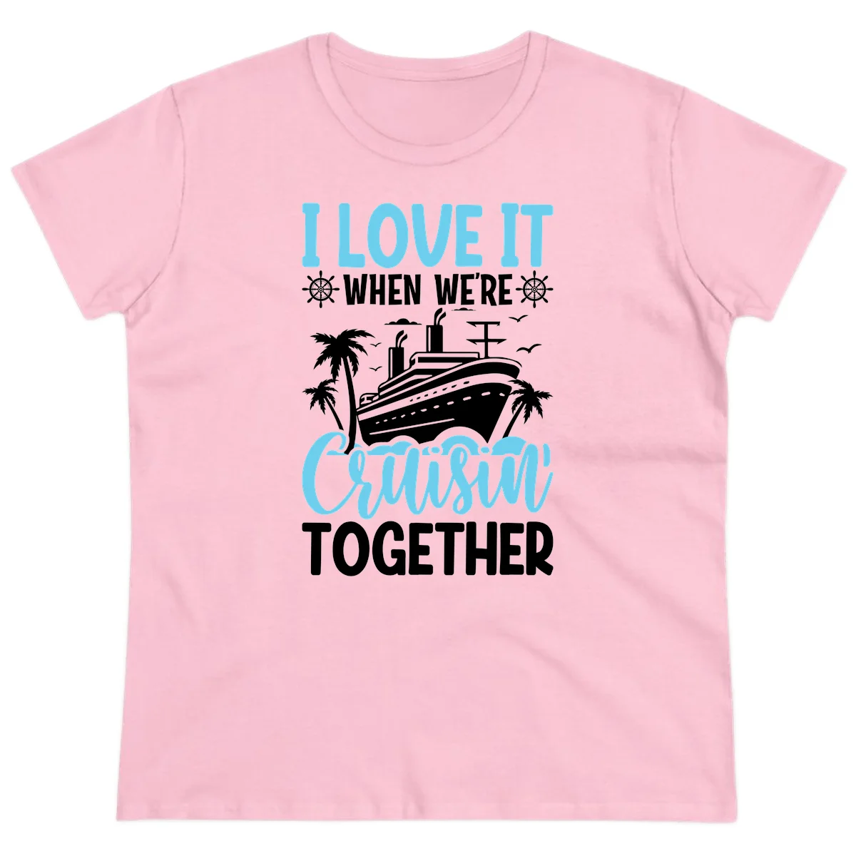 Cruising Together Nautical Design Ladies Tee in Light Pink