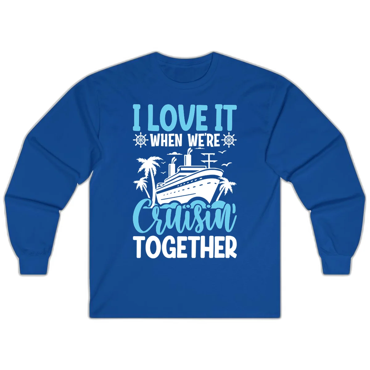 Cruising Together Nautical Design Long Sleeve Tee in Royal