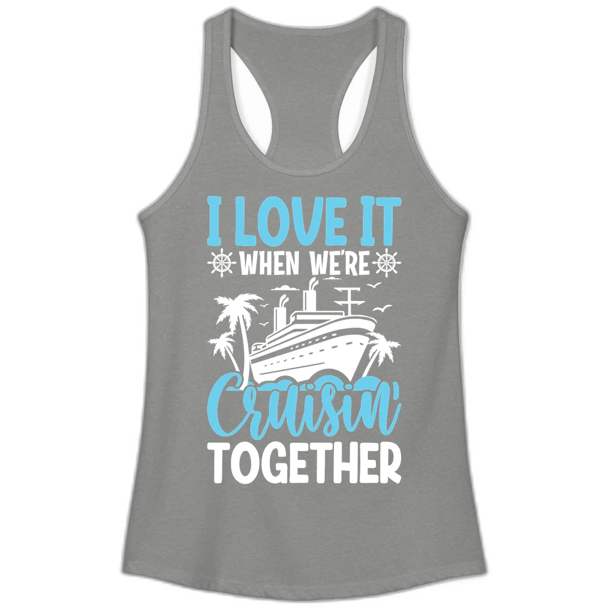 Cruising Together Nautical Design Ladies Tank Top in Heather Grey