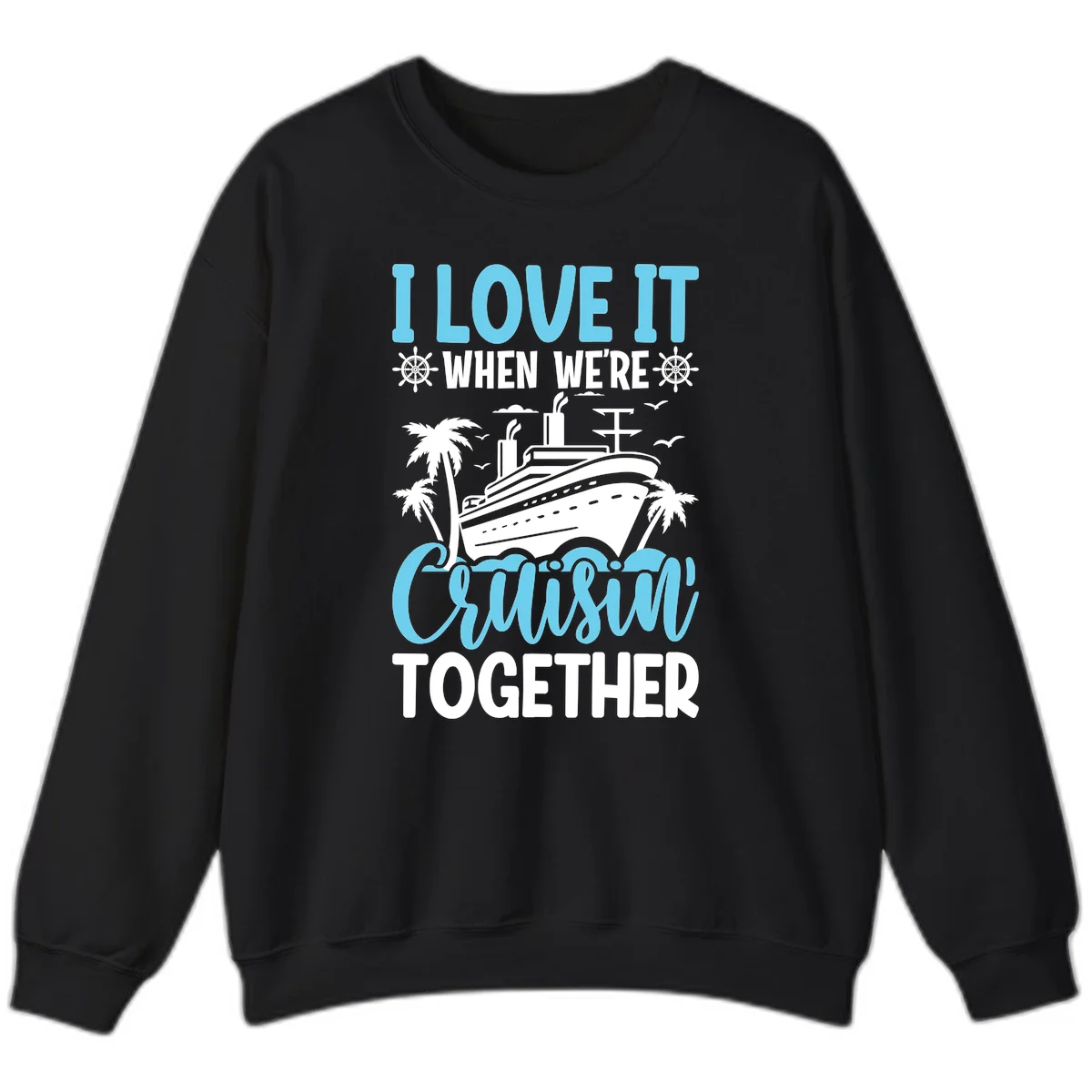 Cruising Together Nautical Design Sweatshirt in Black