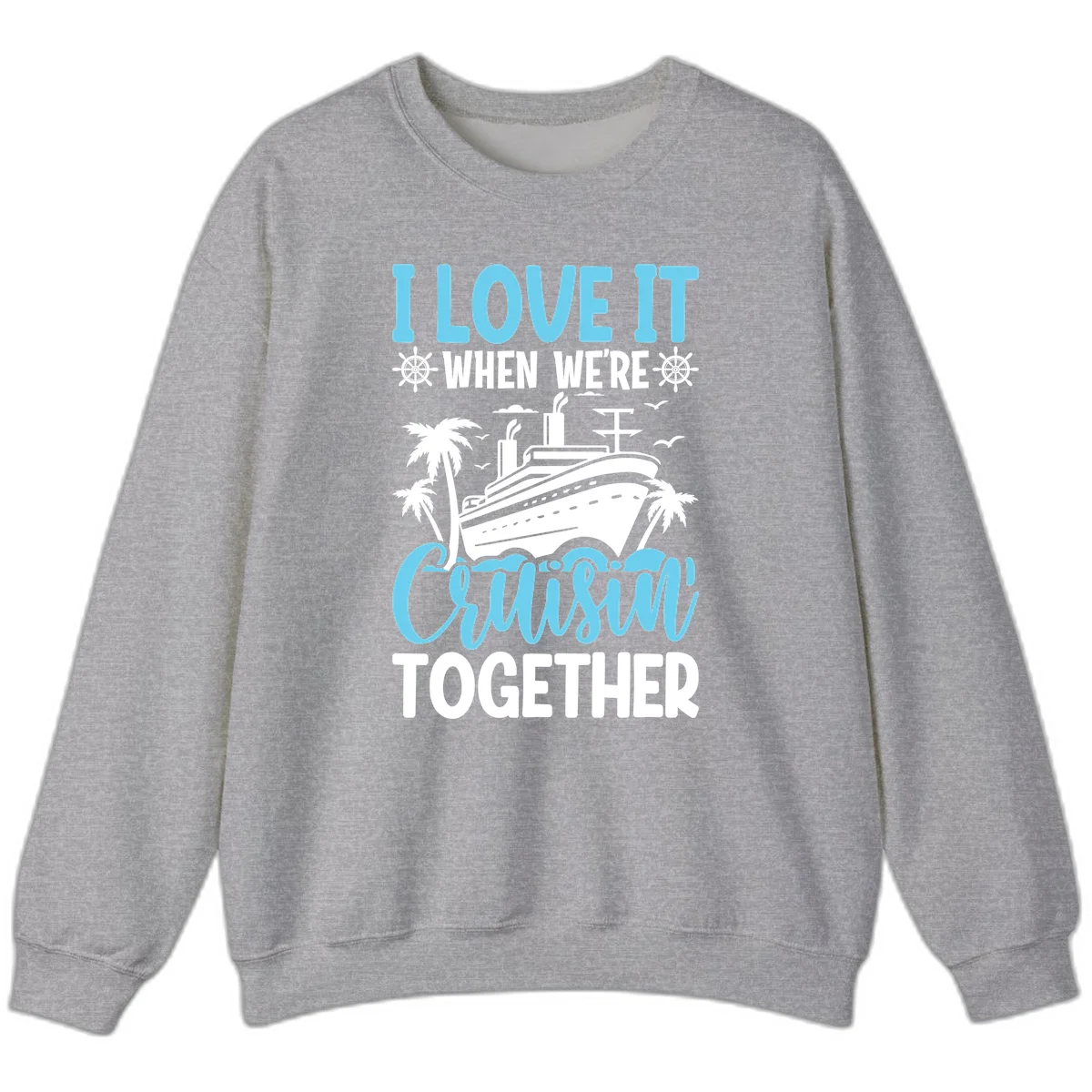 Cruising Together Nautical Design Sweatshirt in Sport Grey