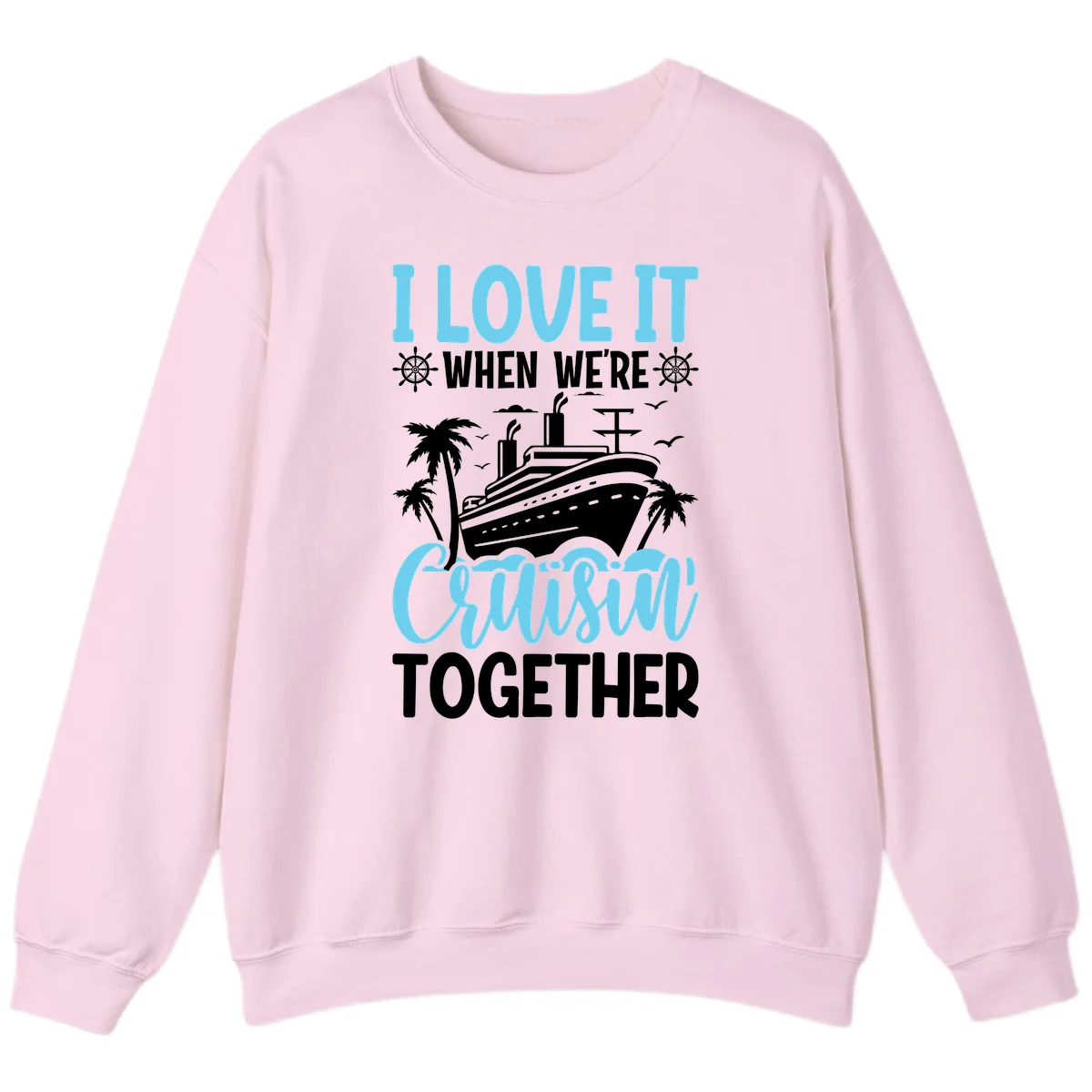 Cruising Together Nautical Design Sweatshirt in Light Pink