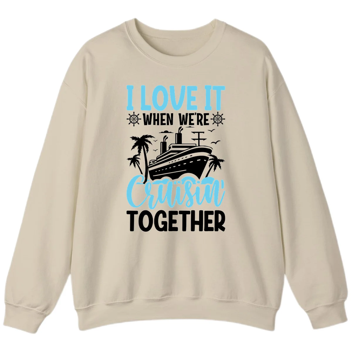 Cruising Together Nautical Design Sweatshirt in Sand