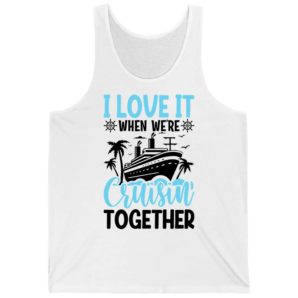 Cruising Together Nautical Design Tank Top in White