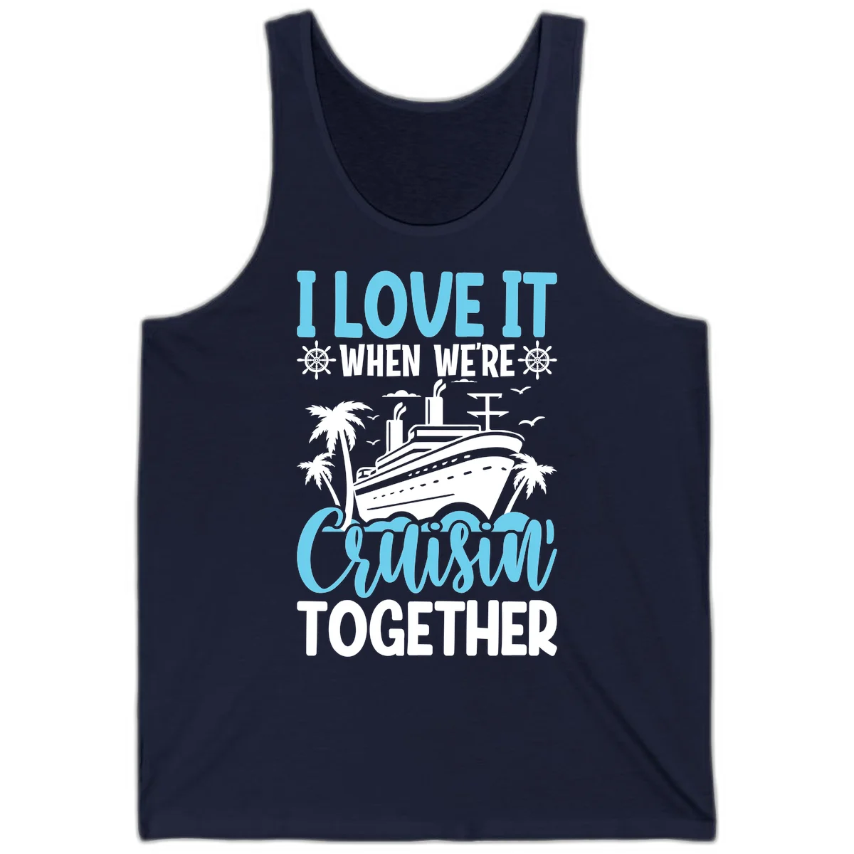 Cruising Together Nautical Design Tank Top in Navy
