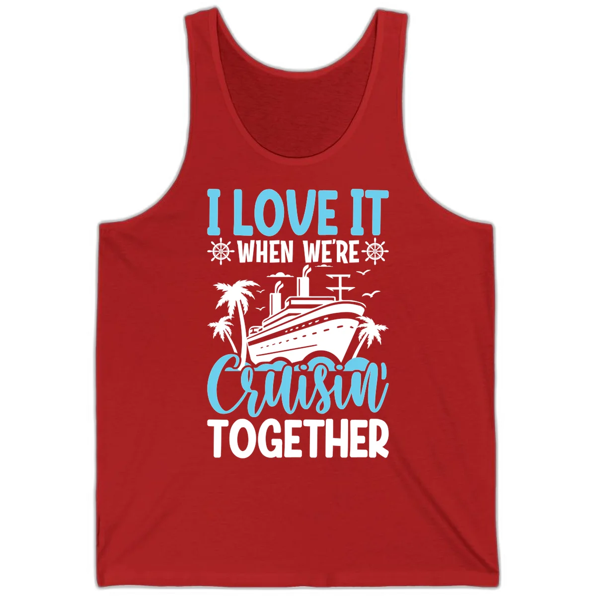 Cruising Together Nautical Design Tank Top in Red