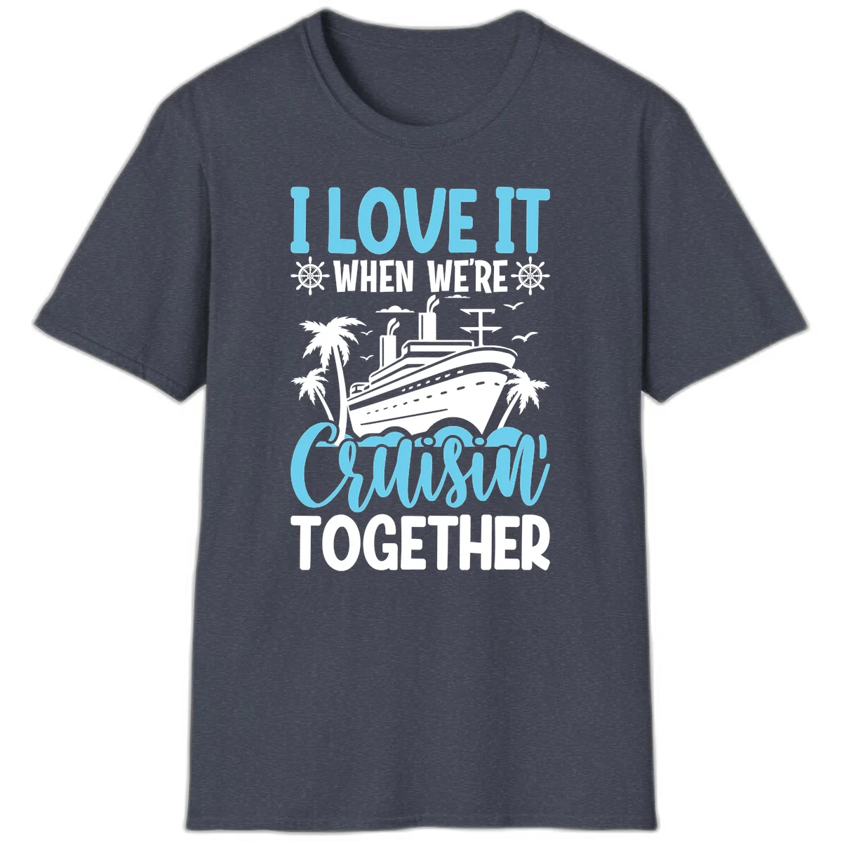 Cruising Together Nautical Design T-Shirt in Heather Navy