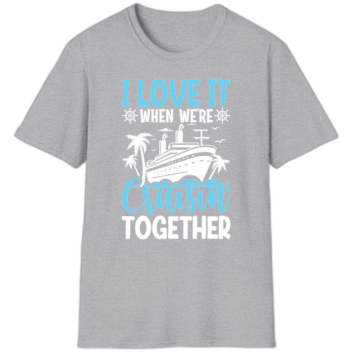 Cruising Together Nautical Design T-Shirt in Sport Grey