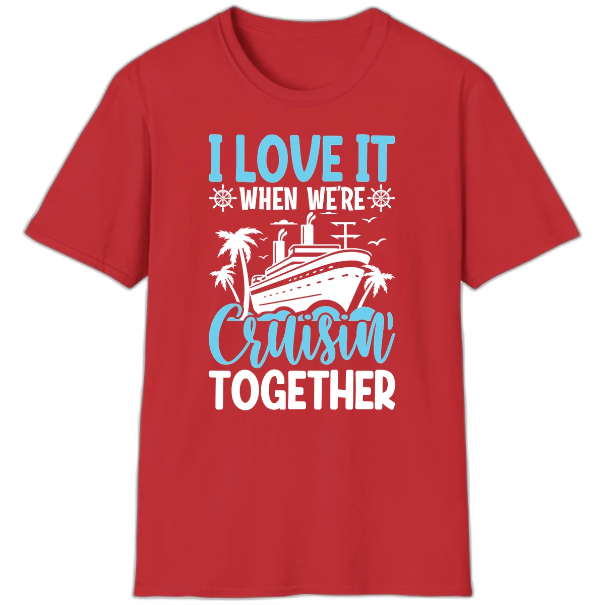 Cruising Together Nautical Design T-Shirt in Red