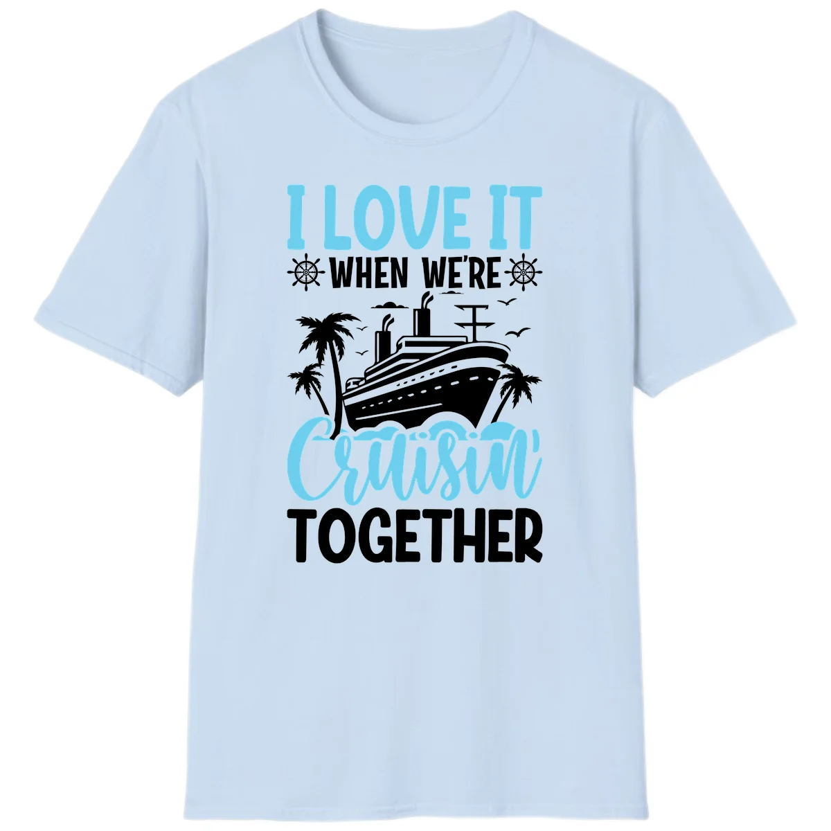 Cruising Together Nautical Design T-Shirt in Light Blue