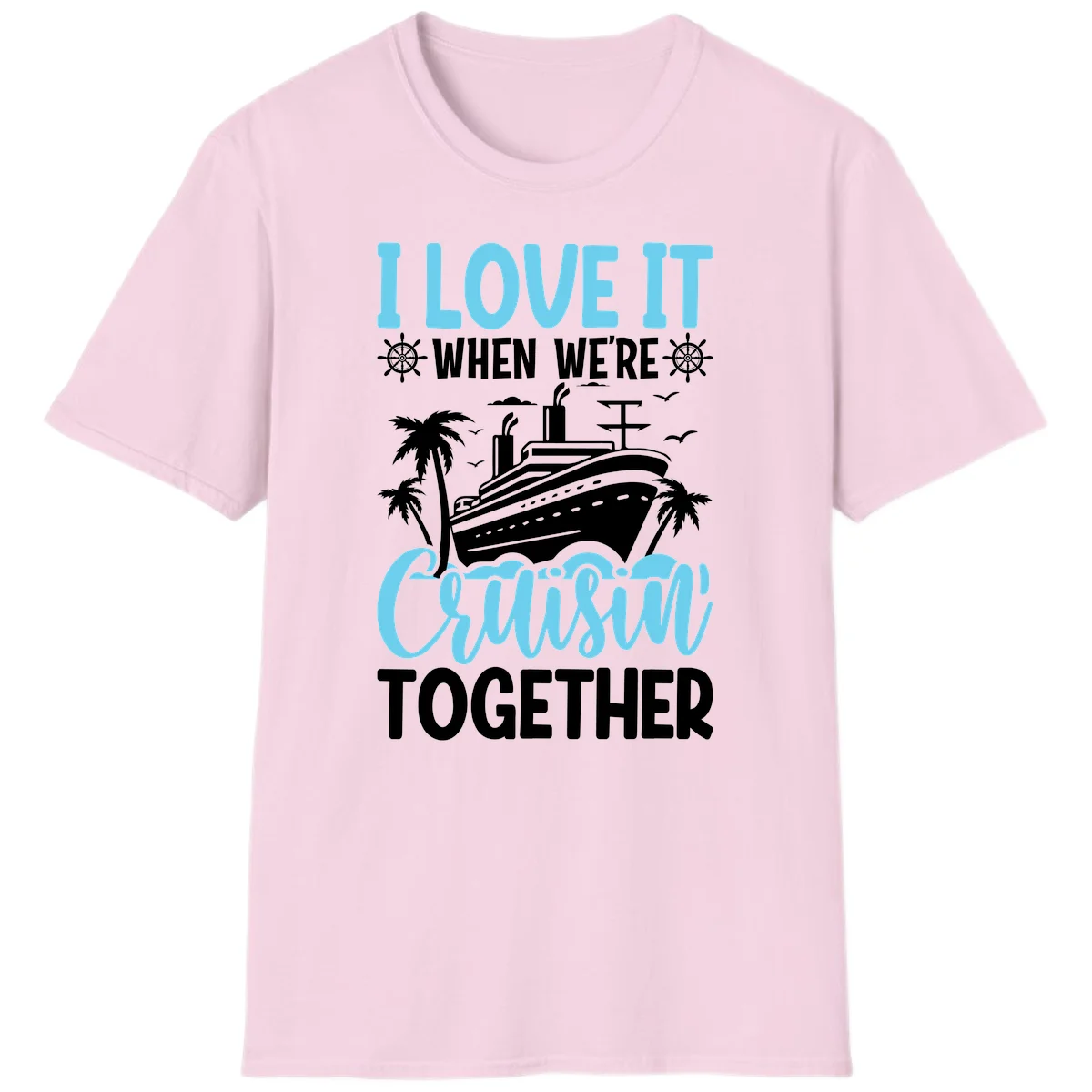 Cruising Together Nautical Design T-Shirt in Light Pink