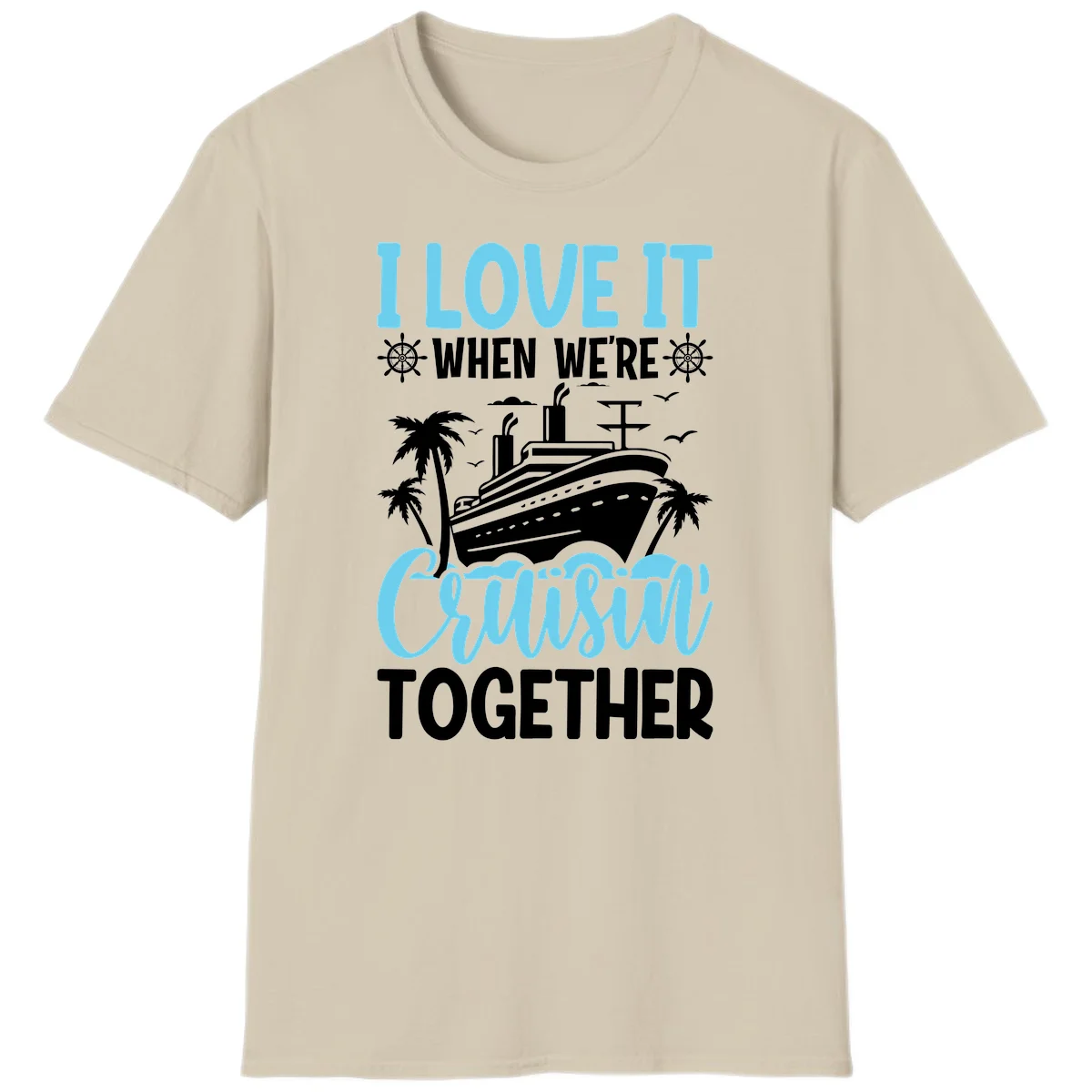 Cruising Together Nautical Design T-Shirt in Sand