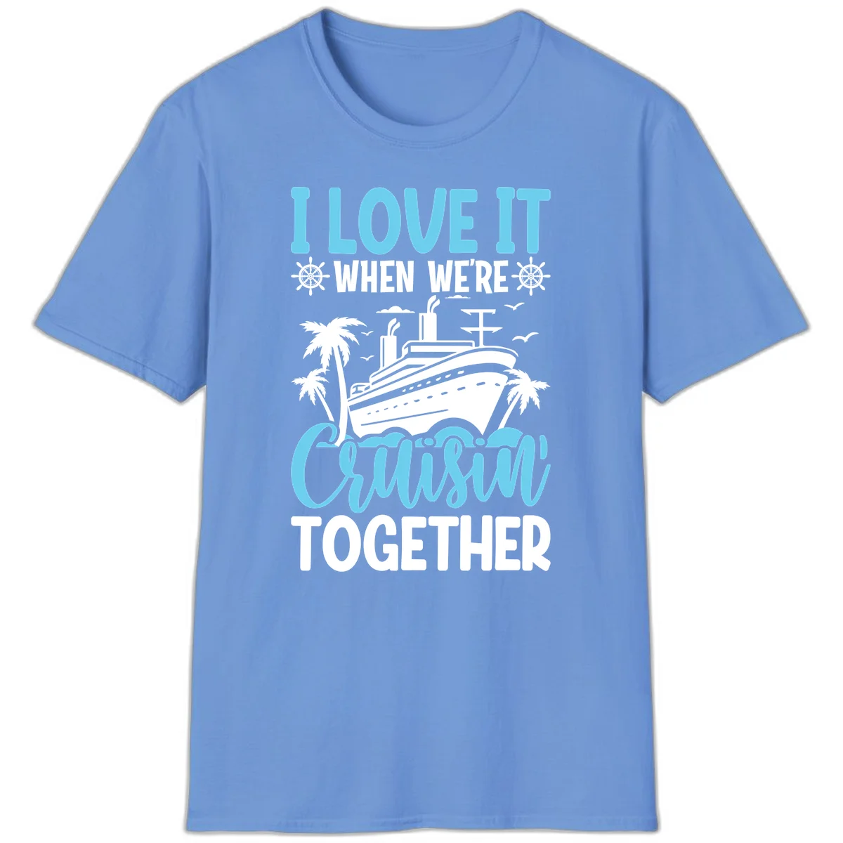 Cruising Together Nautical Design T-Shirt in Carolina Blue