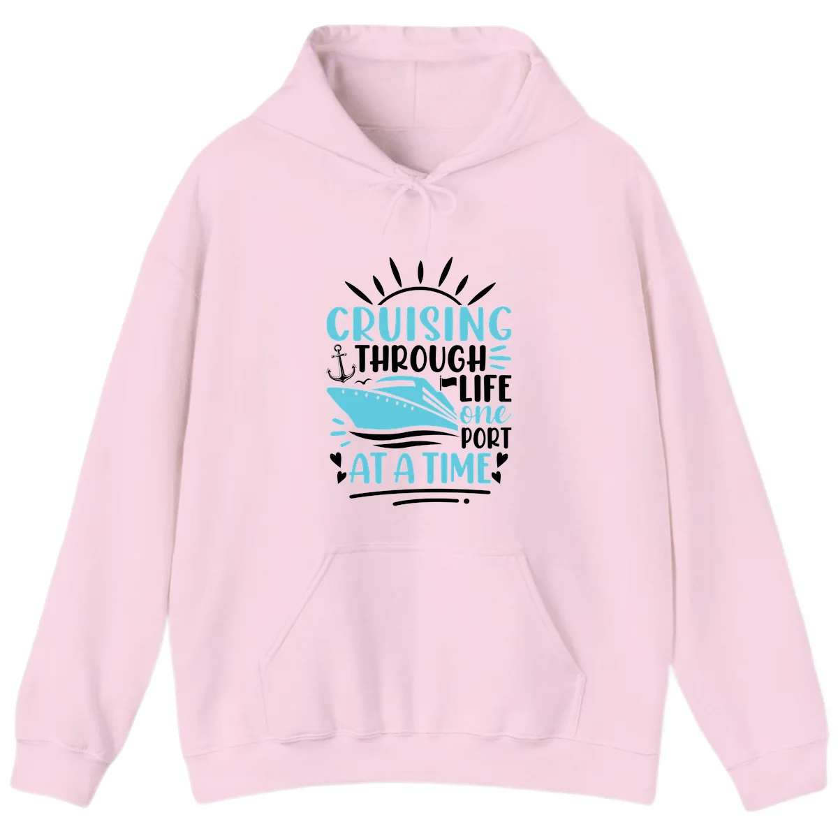 Cruising Through Life One Port At A Time Hoodie in Light Pink