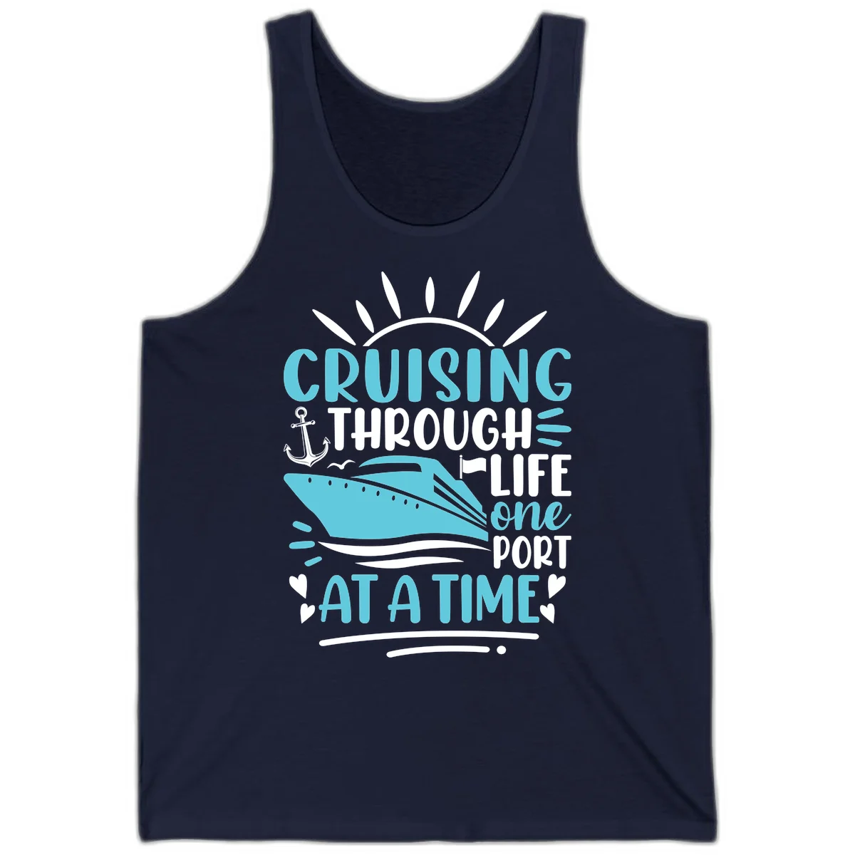 Cruising Through Life One Port At A Time Tank in Navy