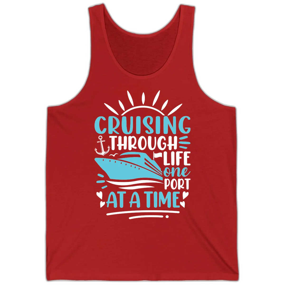 Cruising Through Life One Port At A Time Tank in Red