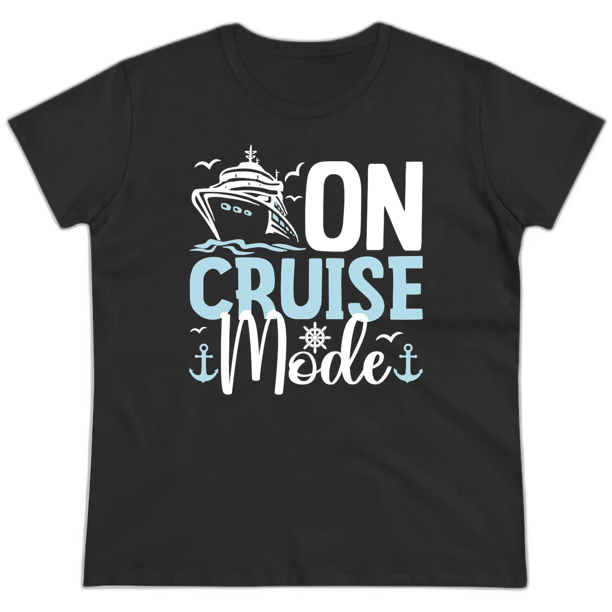 On Cruise Mode Ladies Vacation Tee in Black