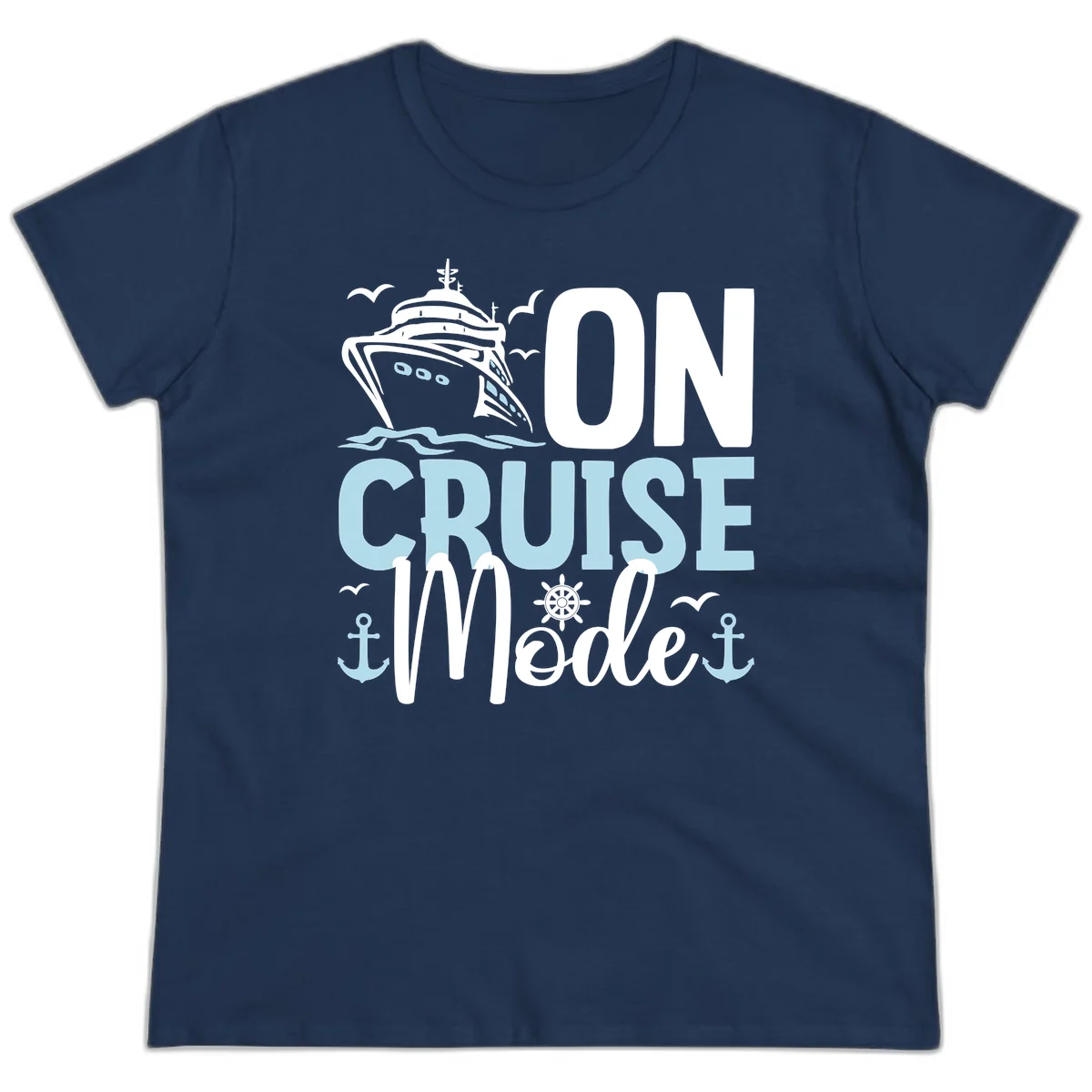 On Cruise Mode Ladies Vacation Tee in Navy