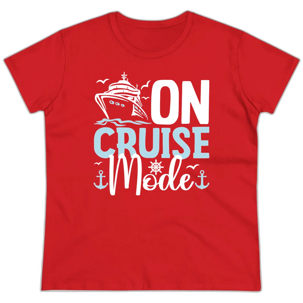 On Cruise Mode Ladies Vacation Tee in Red