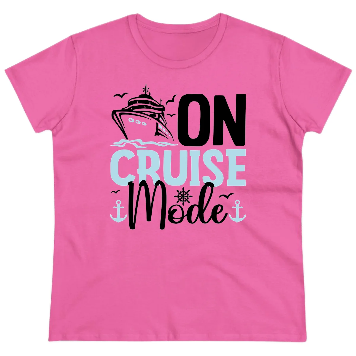 On Cruise Mode Ladies Vacation Tee in Azalea