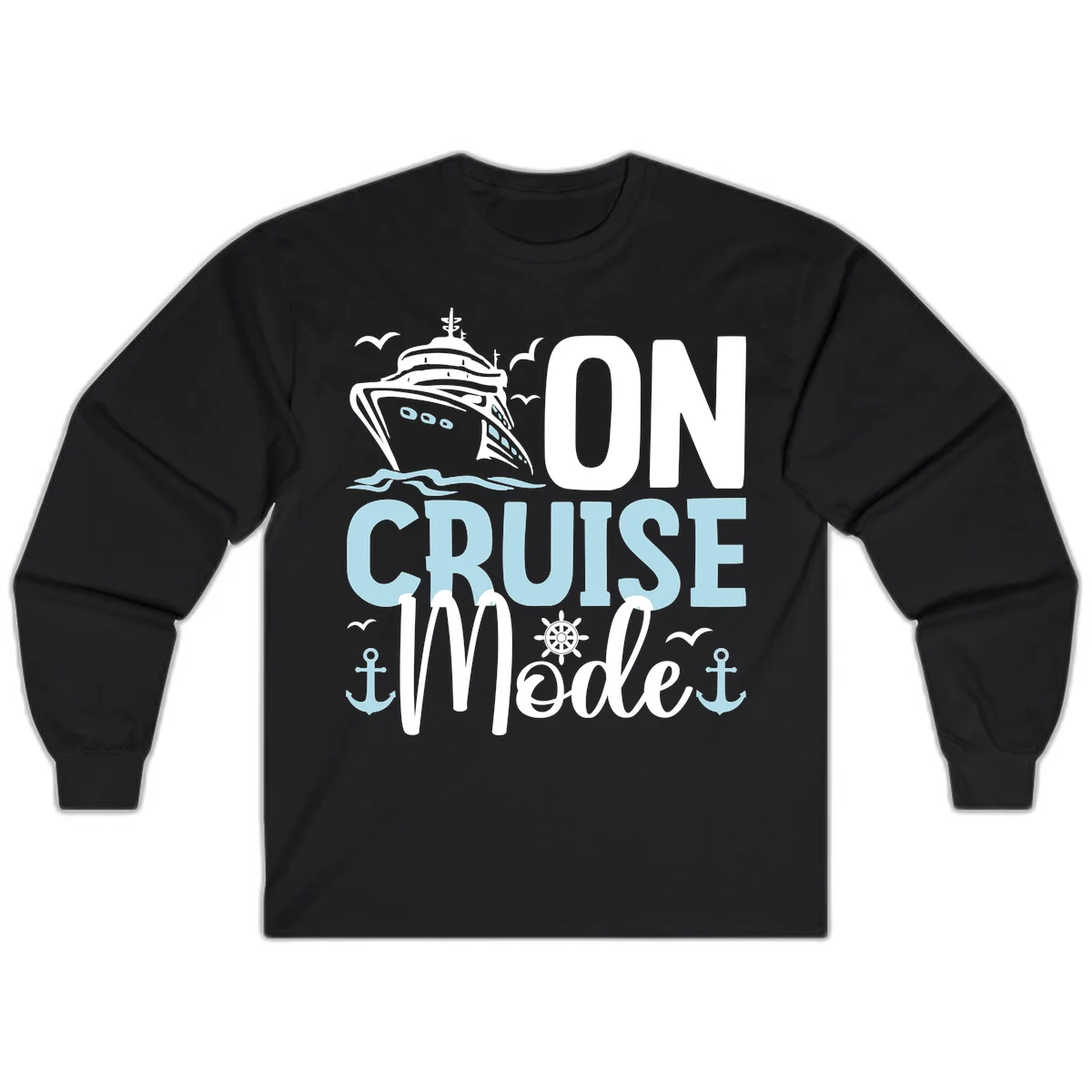 On Cruise Mode Long Sleeve Vacation Shirt in Black