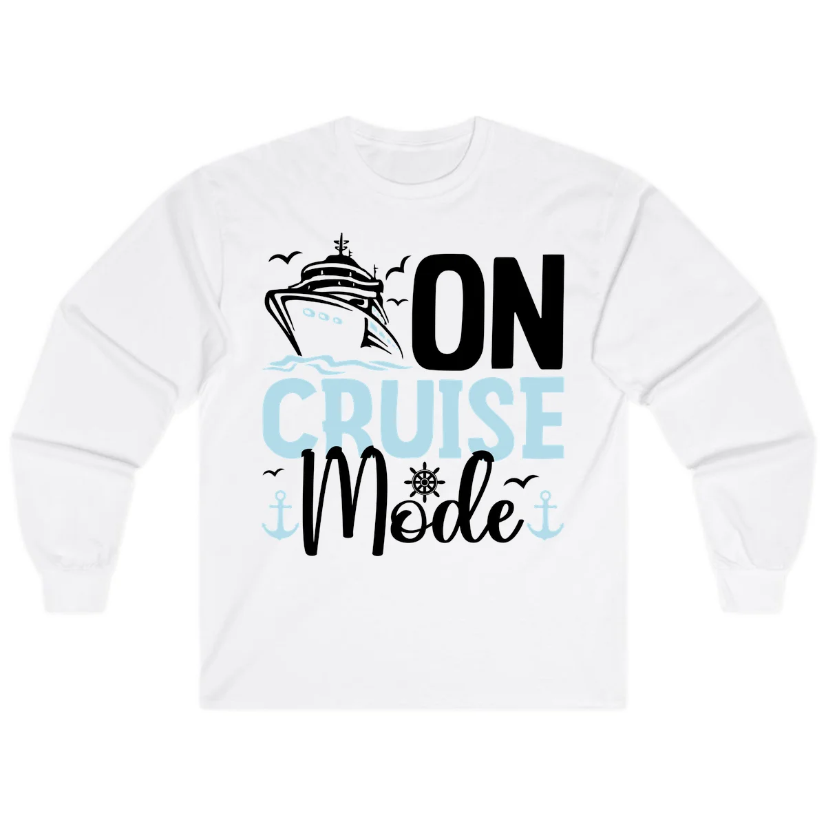 On Cruise Mode Long Sleeve Vacation Shirt in White