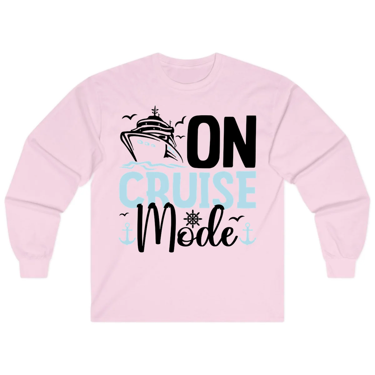 On Cruise Mode Long Sleeve Vacation Shirt in Light Pink