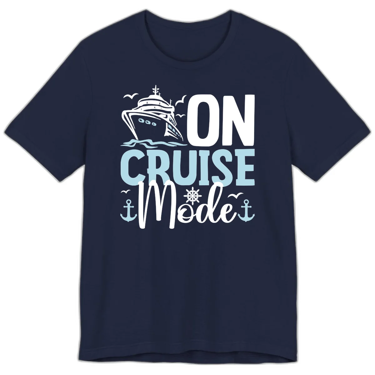 On Cruise Mode Premium T-Shirt for Vacation in Navy