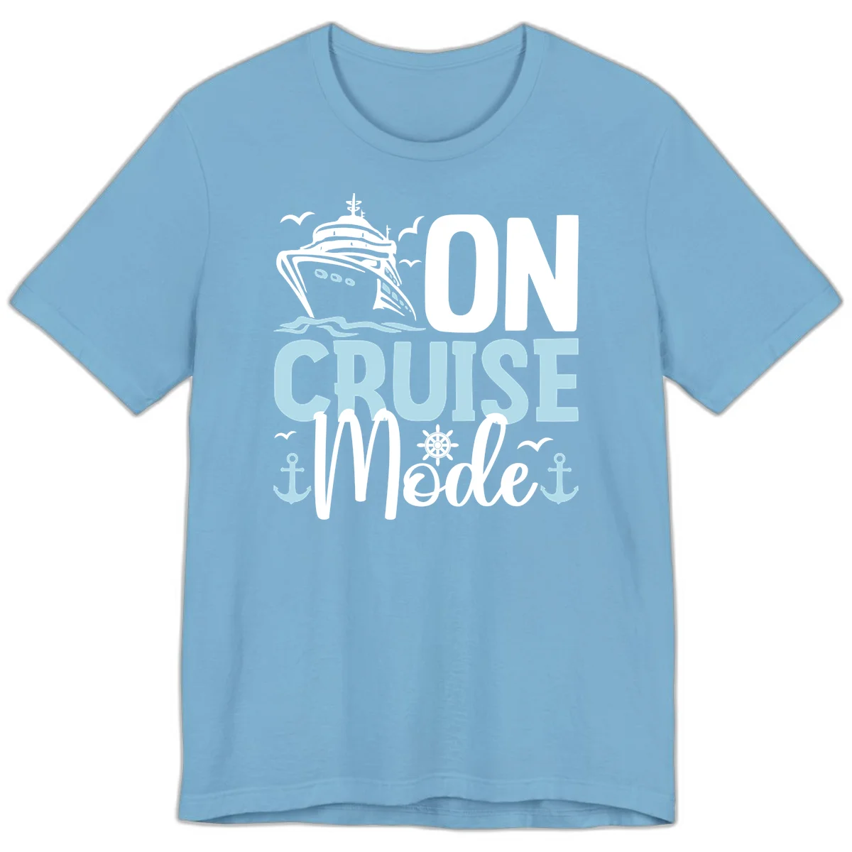 On Cruise Mode Premium T-Shirt for Vacation in Ocean Blue