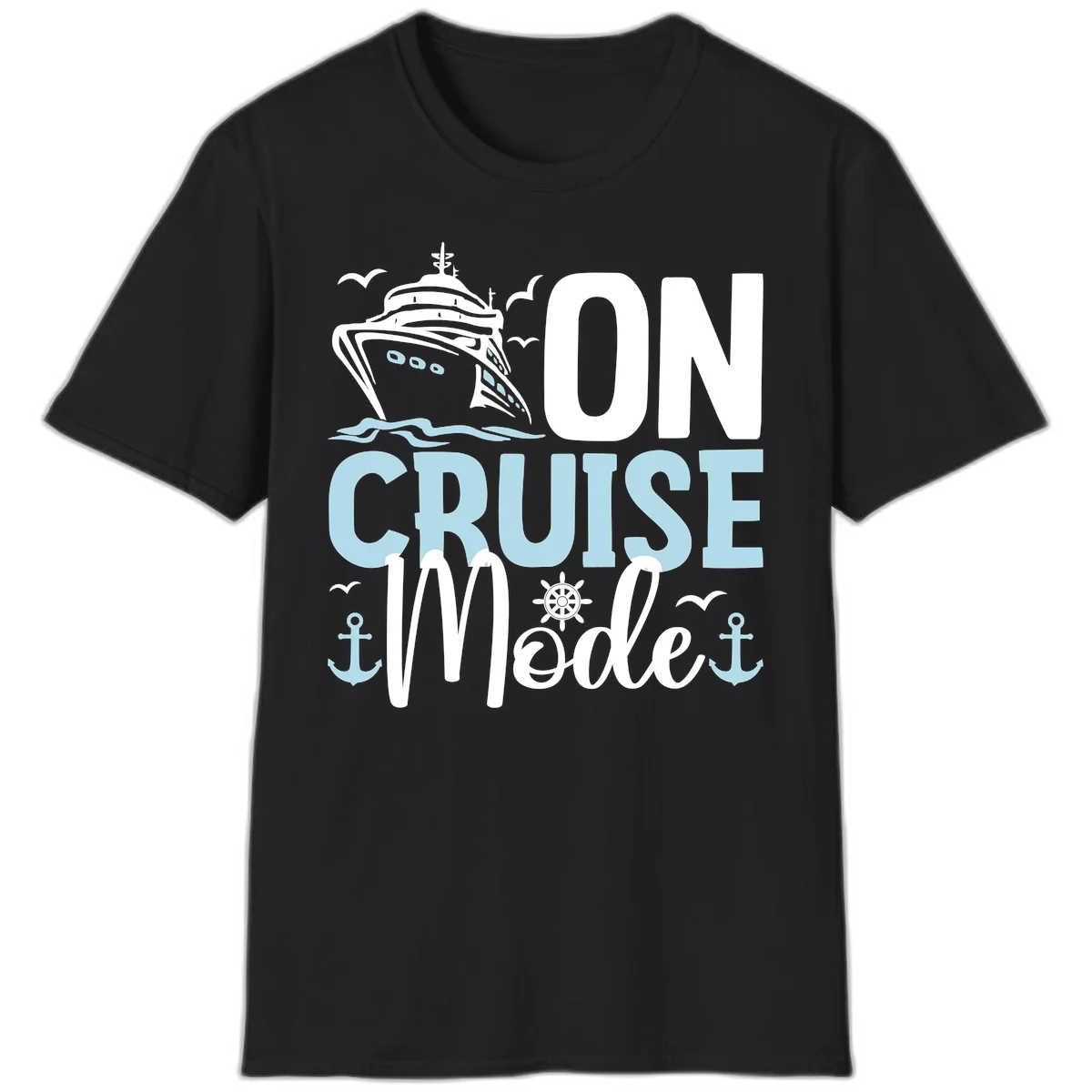 On Cruise Mode Vacation T-Shirt for Travelers in Black