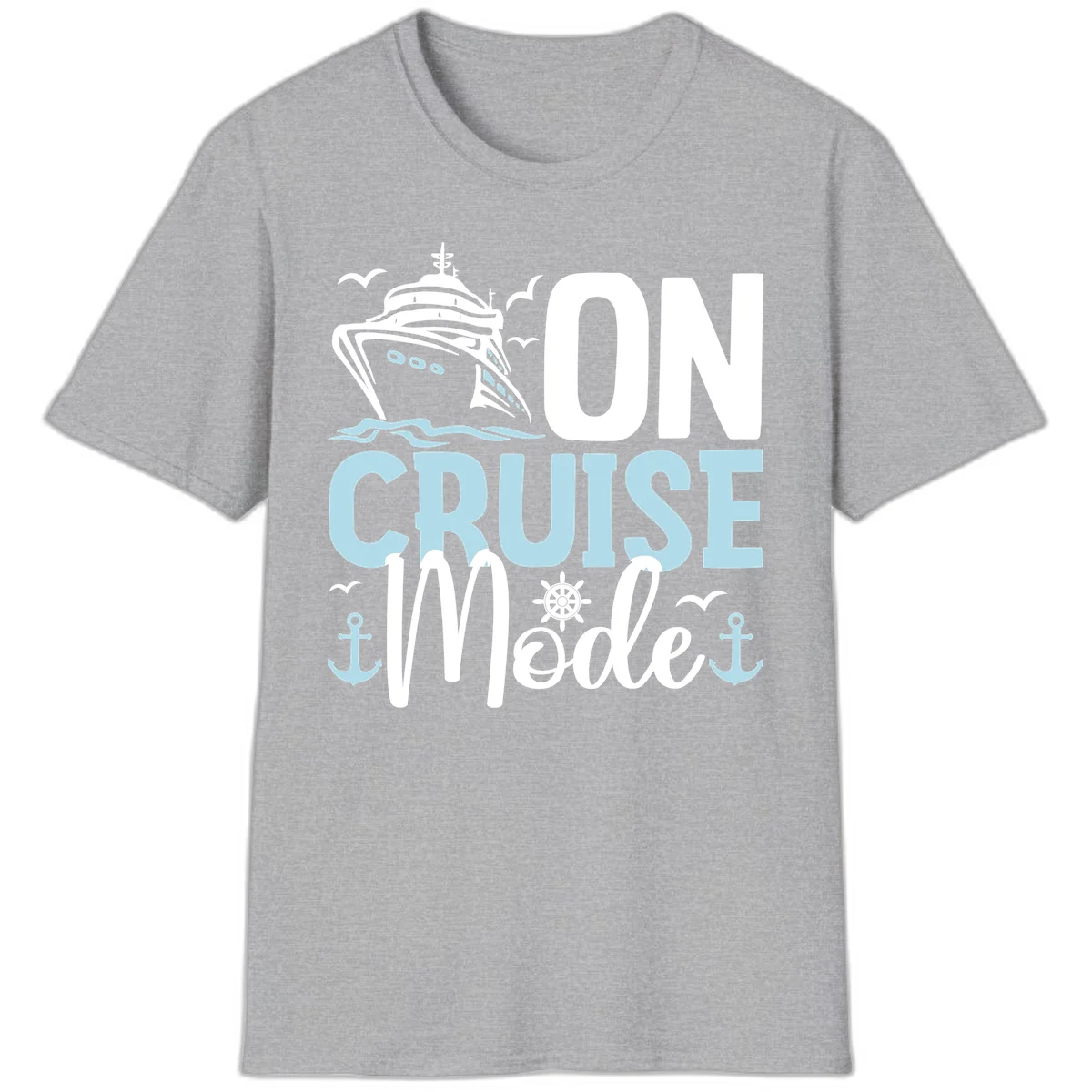 On Cruise Mode Vacation T-Shirt for Travelers in Sport Grey