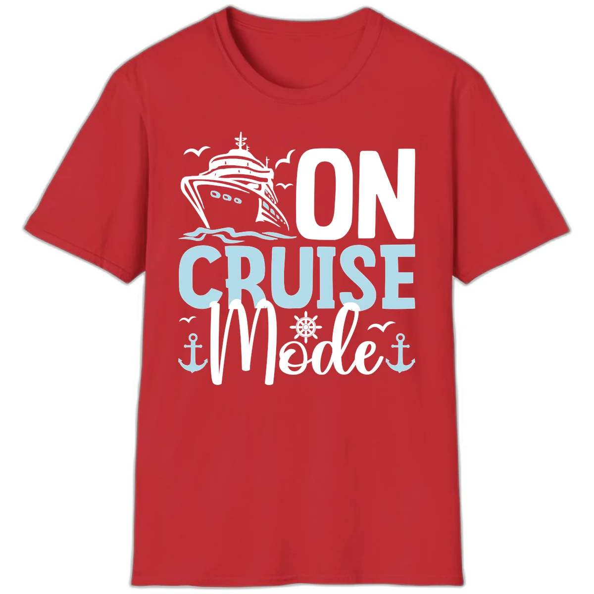 On Cruise Mode Vacation T-Shirt for Travelers in Red