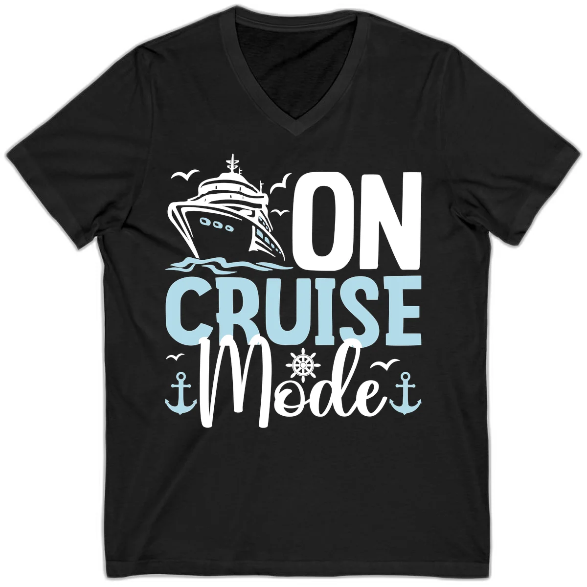 On Cruise Mode V-Neck T-Shirt in Black