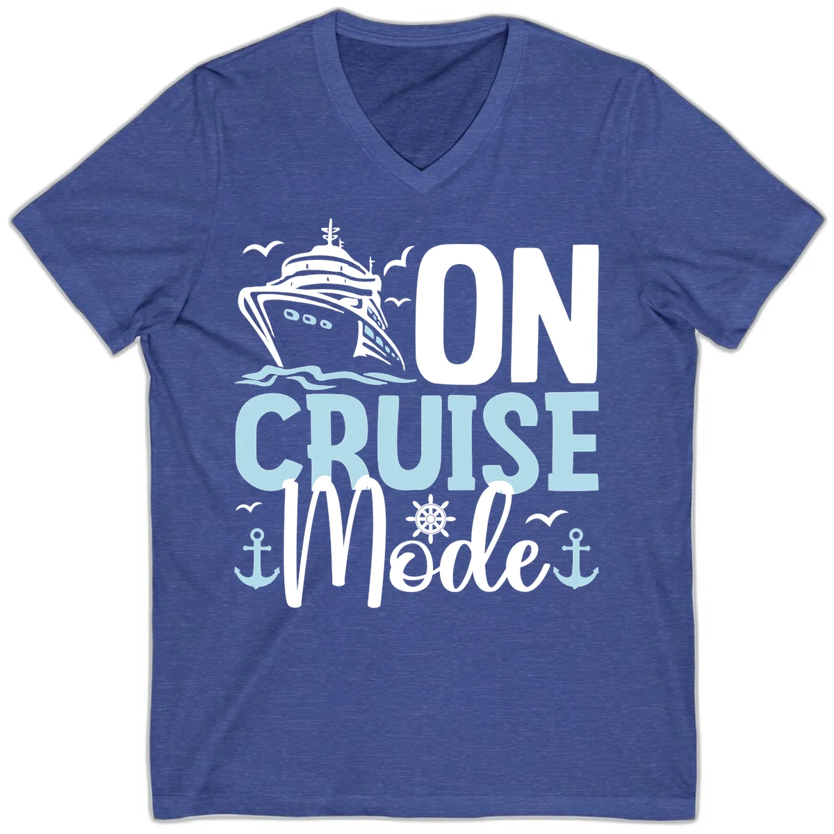 On Cruise Mode V-Neck T-Shirt in Heather True Royal