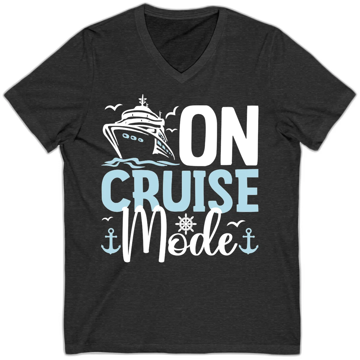 On Cruise Mode V-Neck T-Shirt in Dark Grey Heather