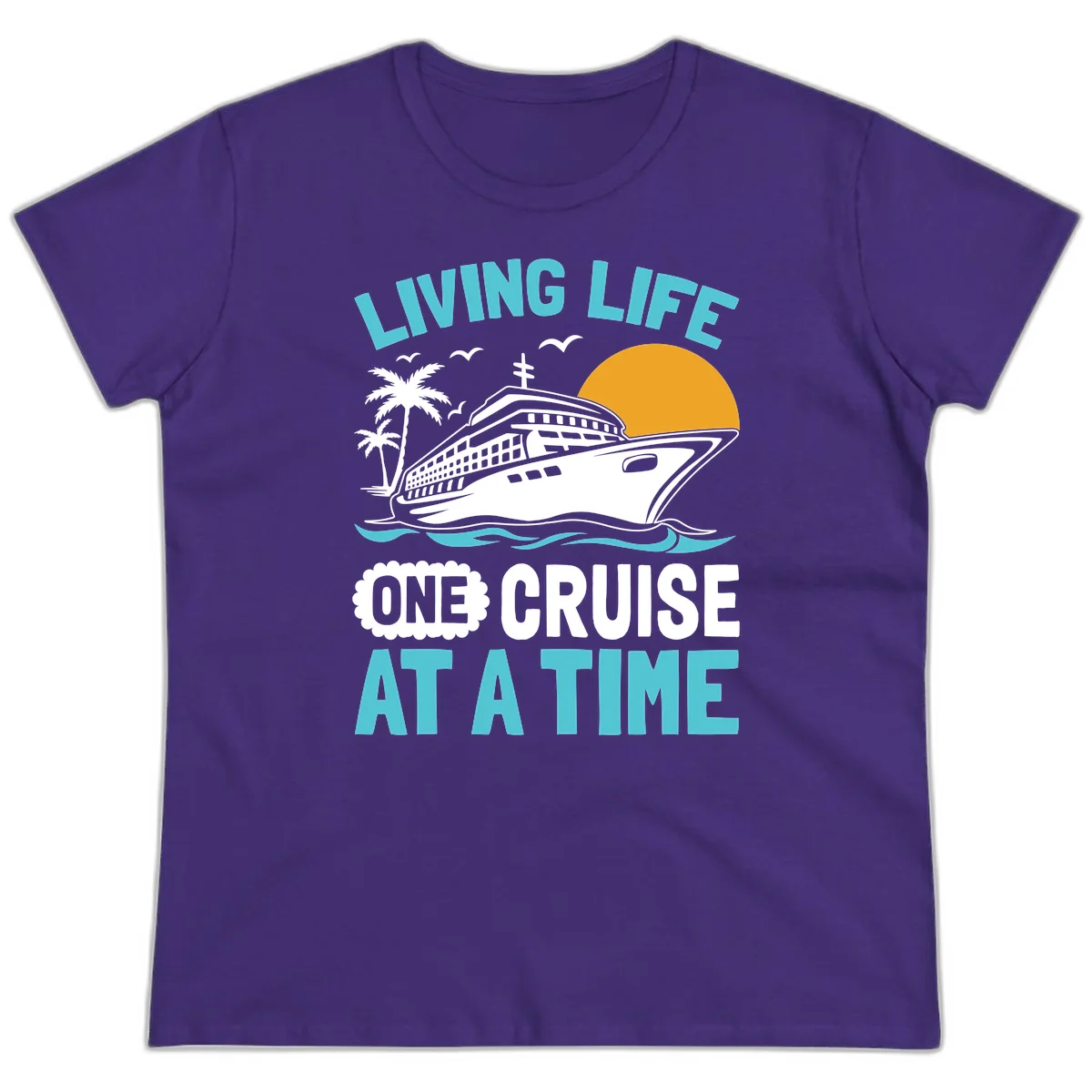 Living Life One Cruise At A Time Ladies Tee in Purple
