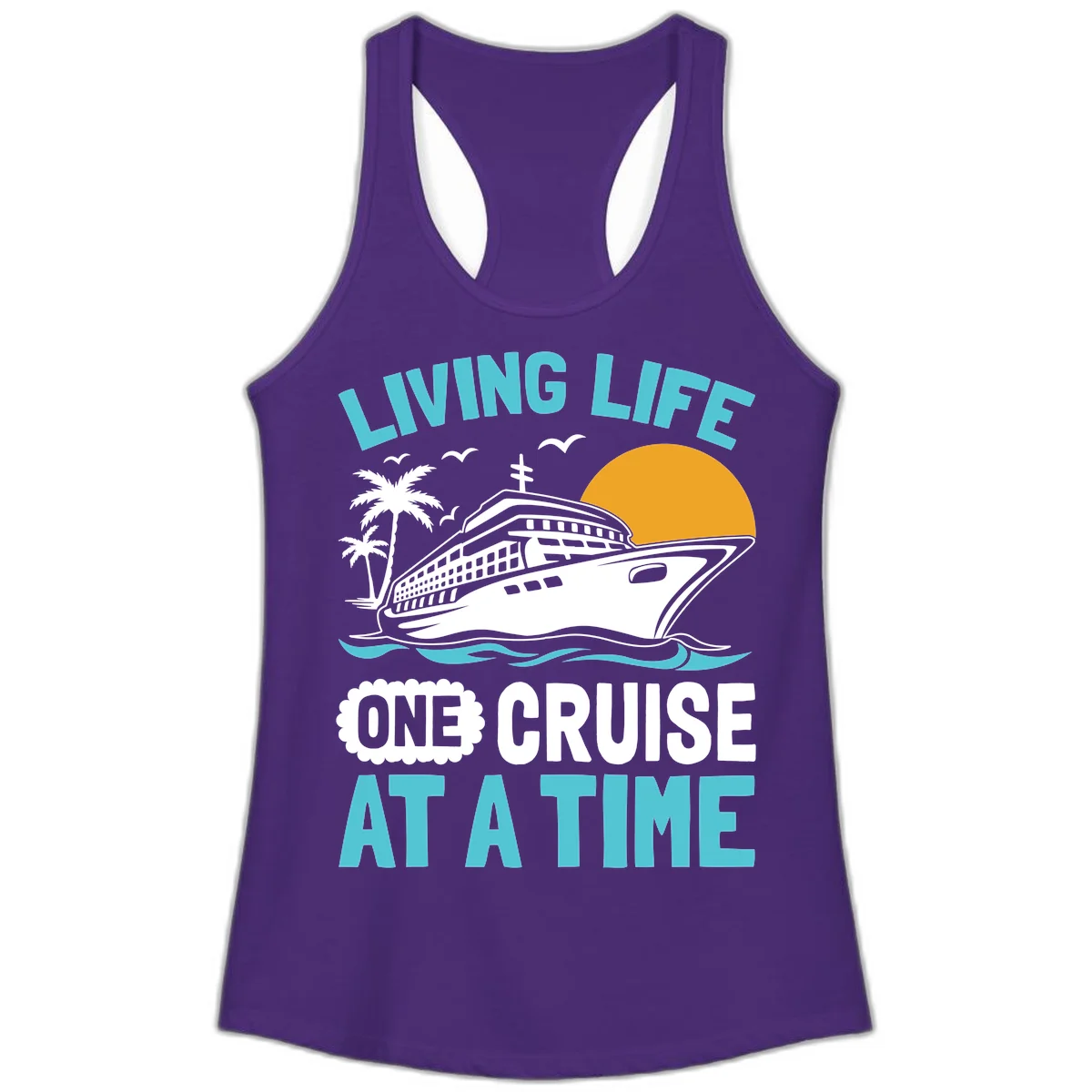 Living Life One Cruise At A Time Ladies Tank in Solid Purple Rush