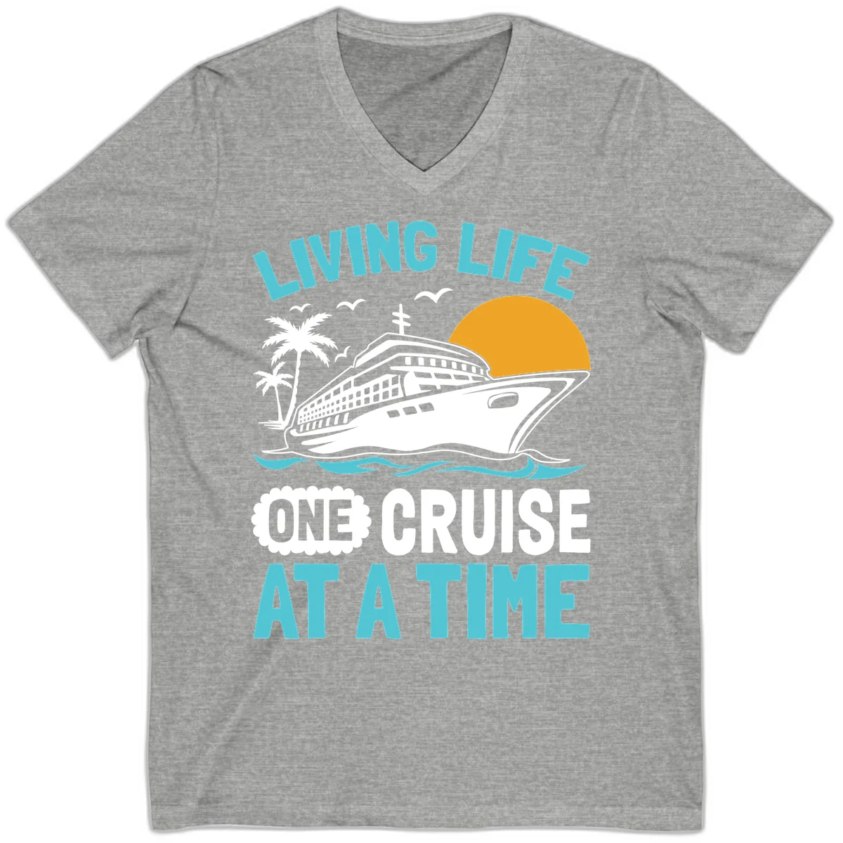 Living Life One Cruise At A Time V-Neck in Athletic Heather