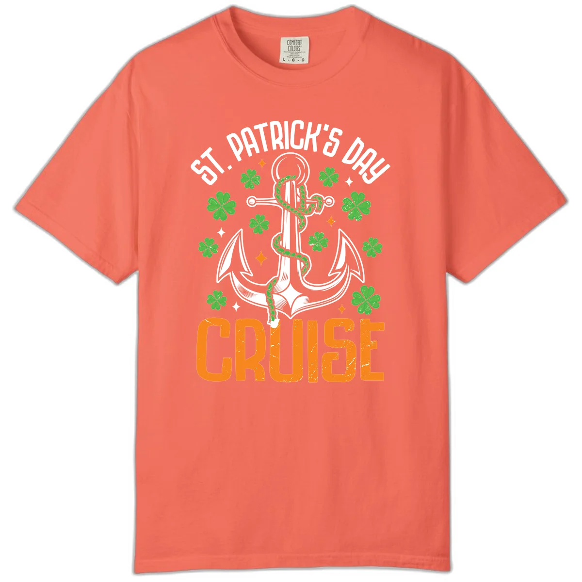 St. Patrick's Day Cruise Comfort Color Tee in Bright Salmon