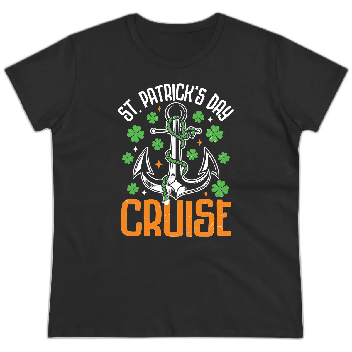 St. Patrick's Day Cruise Lucky Anchor Ladies Tee in Black