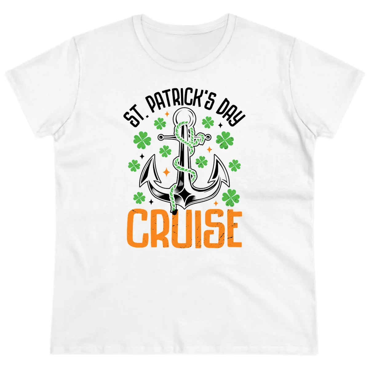 St. Patrick's Day Cruise Lucky Anchor Ladies Tee in White