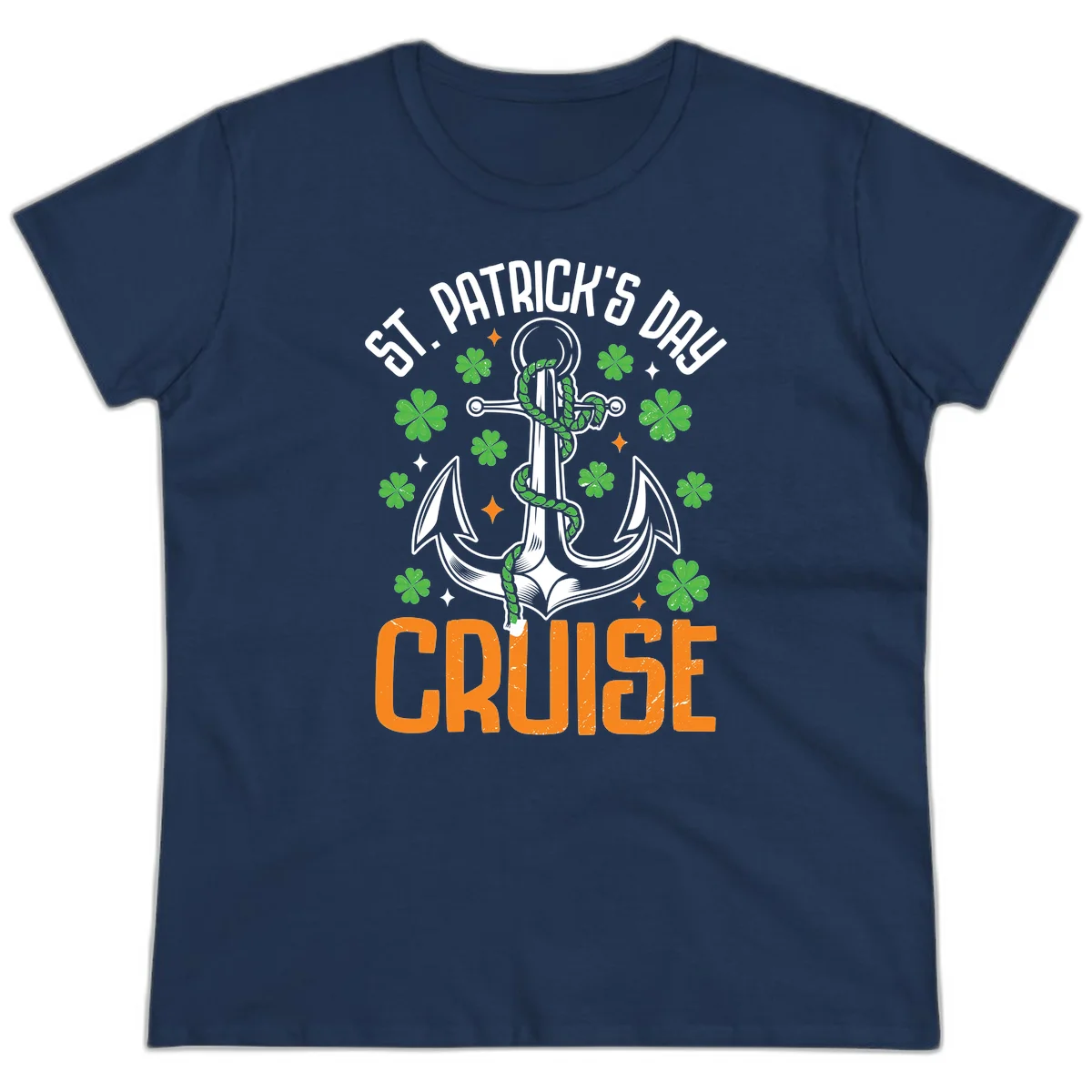 St. Patrick's Day Cruise Lucky Anchor Ladies Tee in Navy