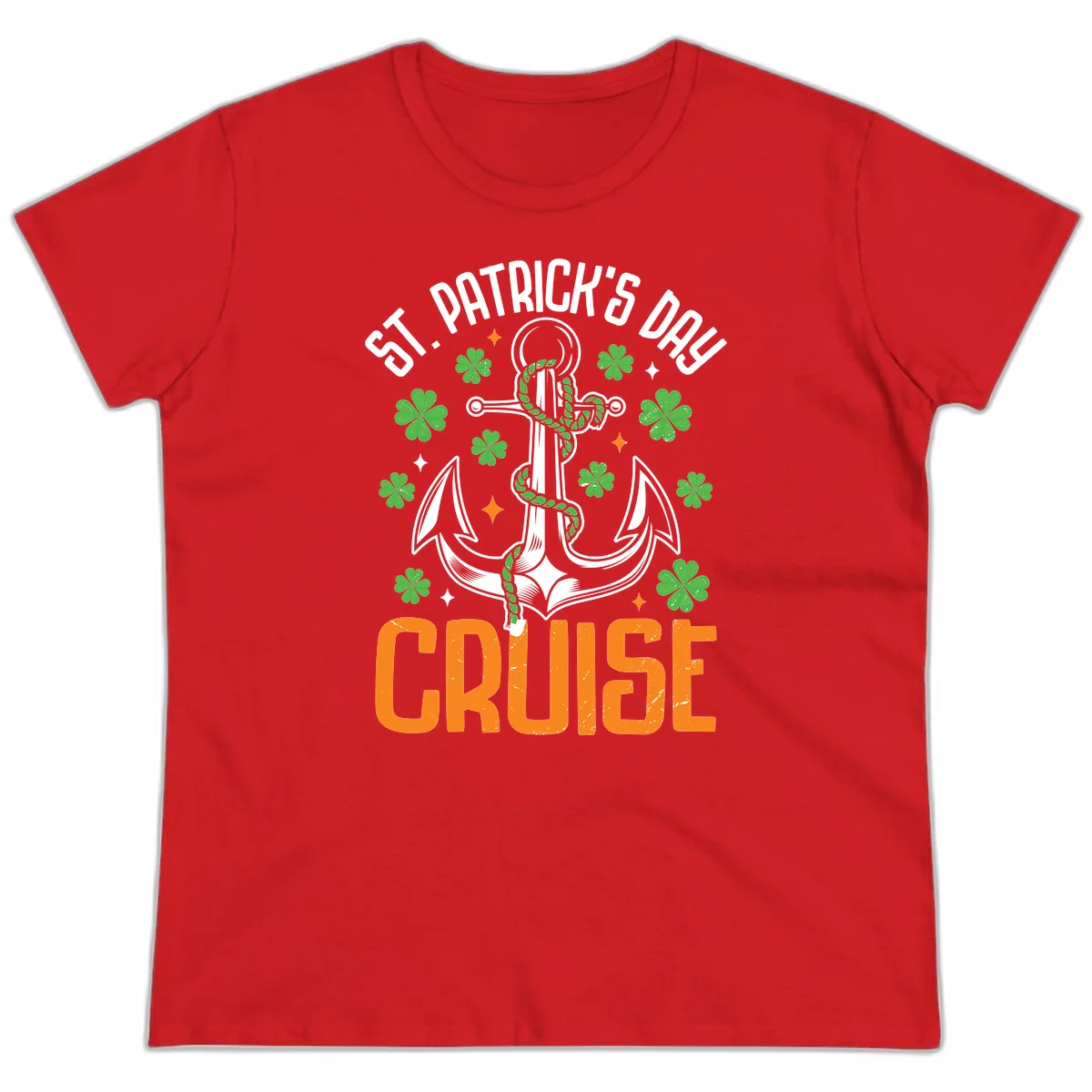 St. Patrick's Day Cruise Lucky Anchor Ladies Tee in Red