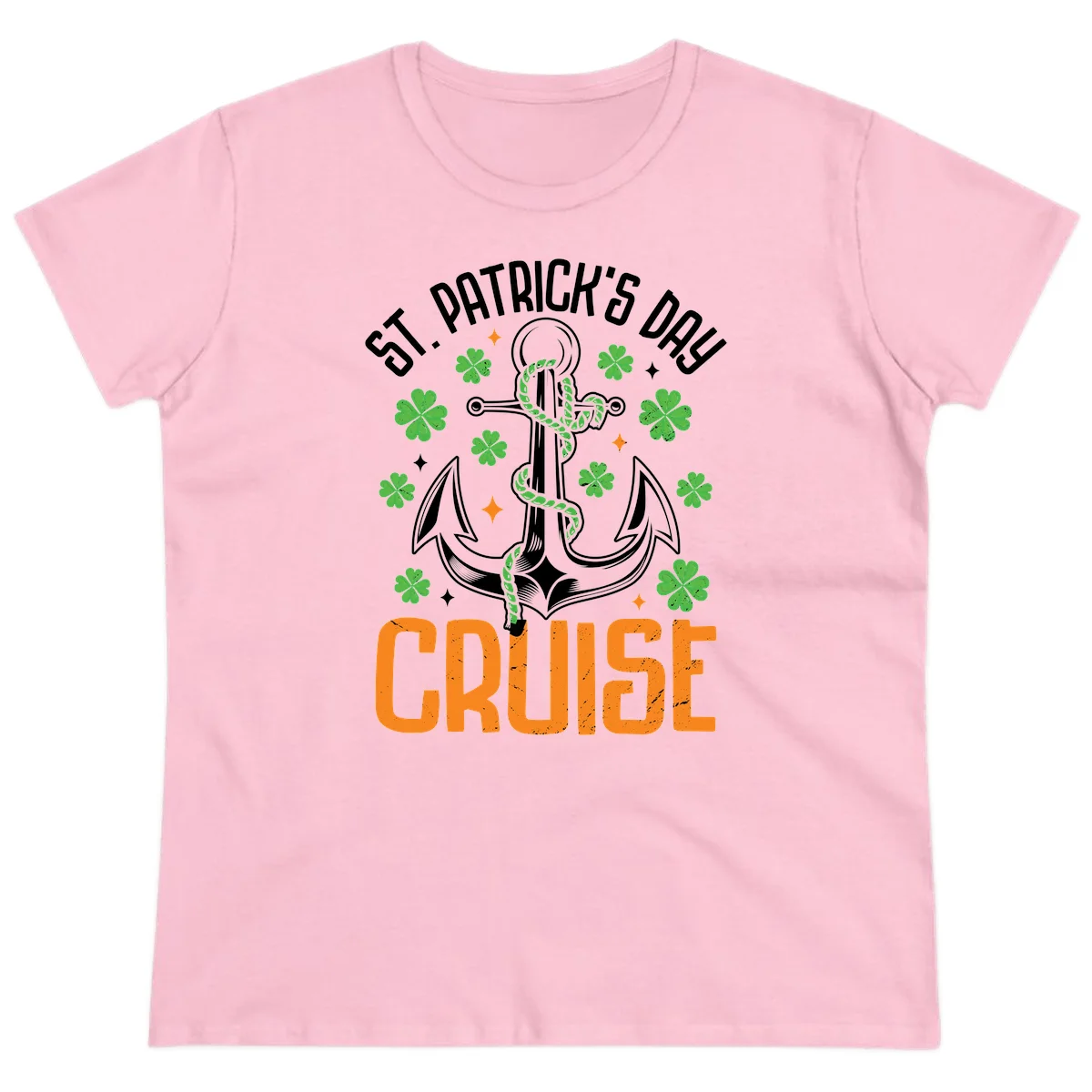 St. Patrick's Day Cruise Lucky Anchor Ladies Tee in Light Pink