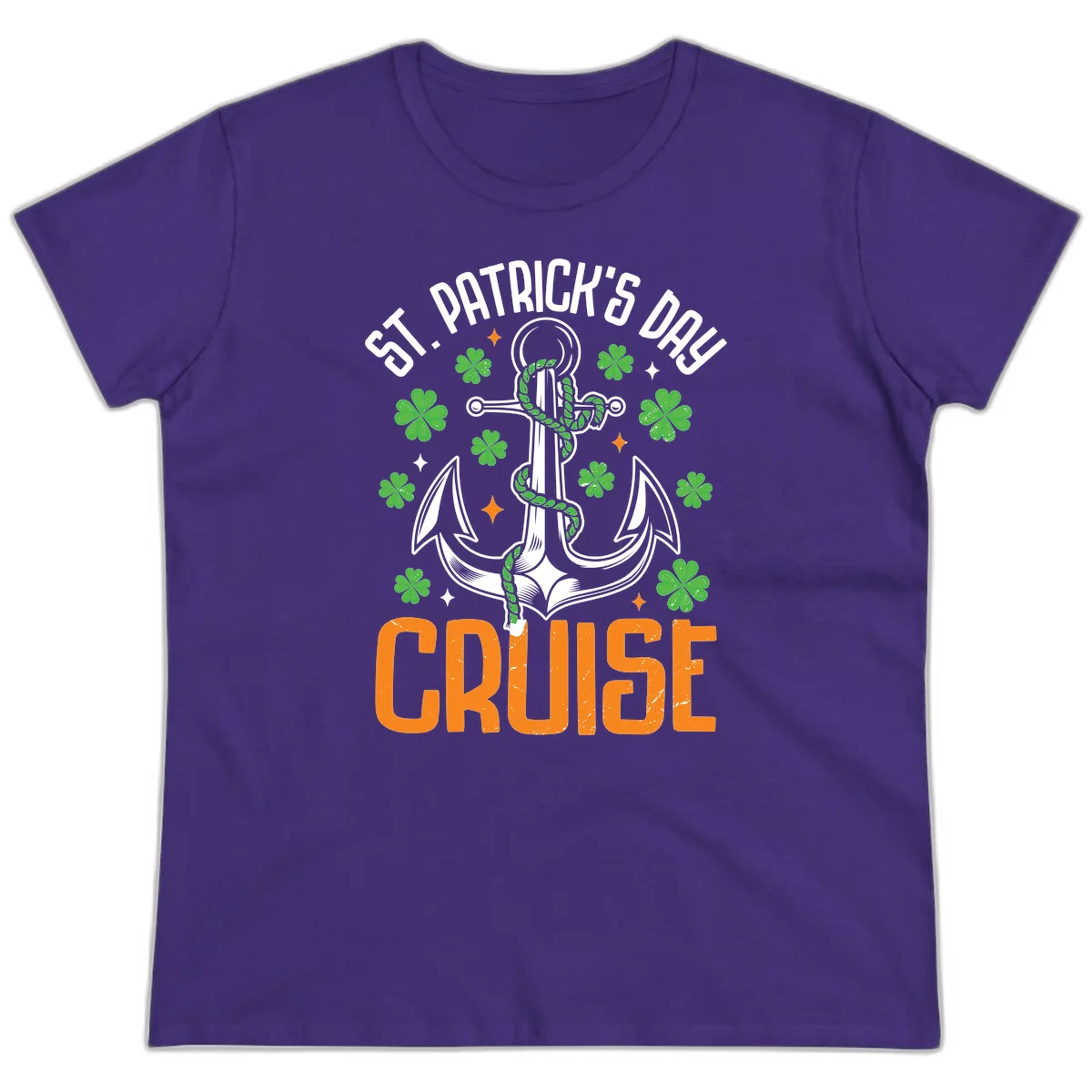 St. Patrick's Day Cruise Lucky Anchor Ladies Tee in Purple